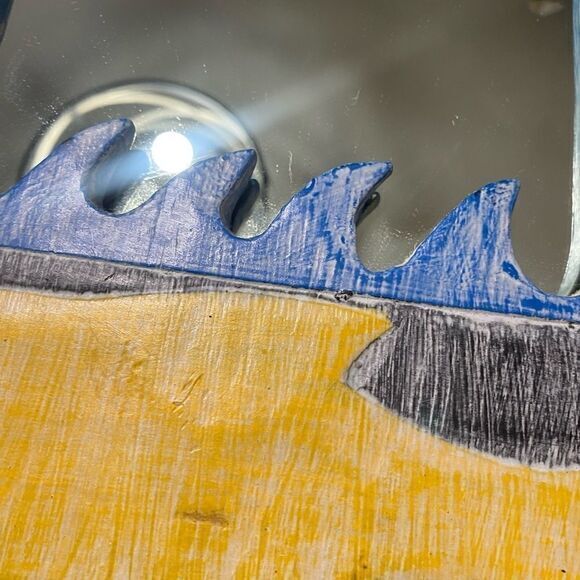 Vintage 19 X 11 Nautical Themed Resin Blue And Yellow Mirror‎ - Picture 4 of 8